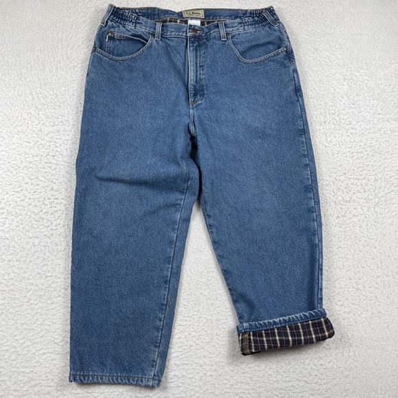 L.L. Bean Other - LL Bean Flannel Lined Jeans Mens 37x29 (Fits 34x25) Blue Comfort Waist Casual